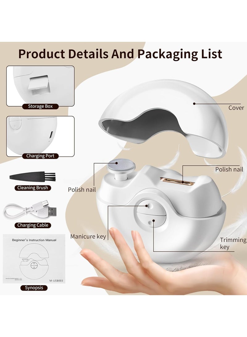 Electric Nail Clipper USB Rechargeable Electric Nail 2-in-1 Trimmer with Nail File for Fingernail Care 2 Speed Manicure Levels Automatic Nail Clipper for Adults Seniors Kids - Image 5